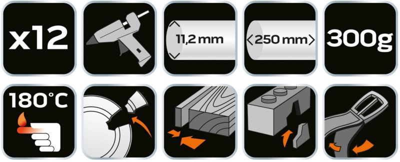Wkłady klejowe Neo Tools 11 mm 12 szt.