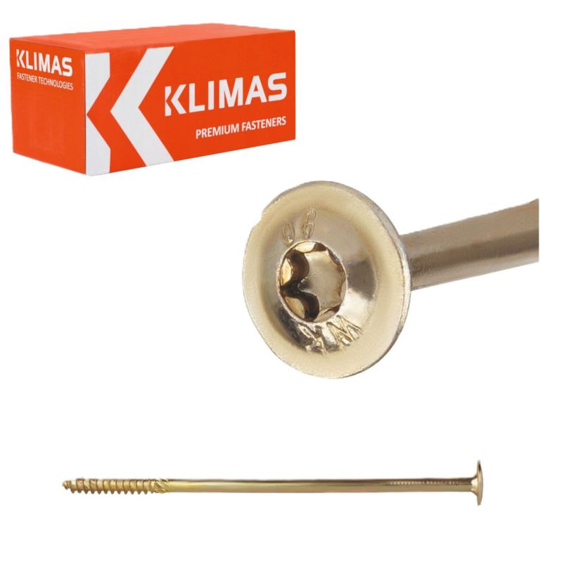 Wkręty ciesielskie do drewna Klimas WKCP 8x340 mm z łbem talrzowym 50szt