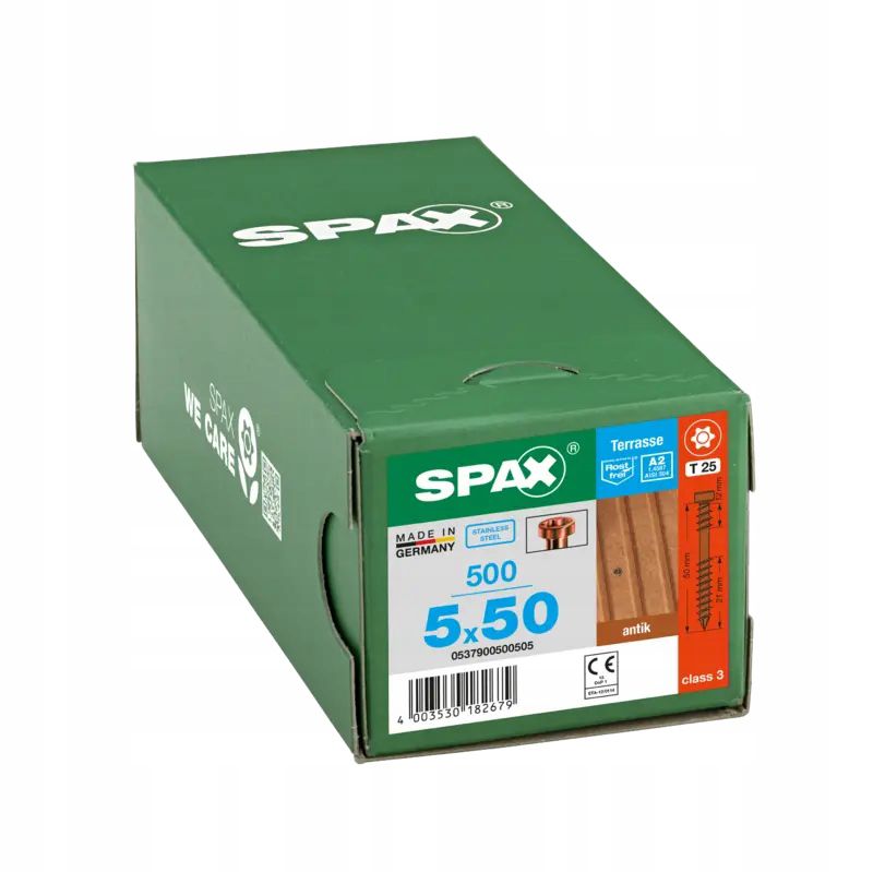 Wkręty Do Deski Tarasowej Spax 5x50mm Stal Szlachetna Stare Złoto 500 szt.