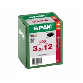 Wkręty Do Drewna Spax 3,5X12Mm,Pełny Gwint, Łeb Talerzowy, Czarne 200Szt.