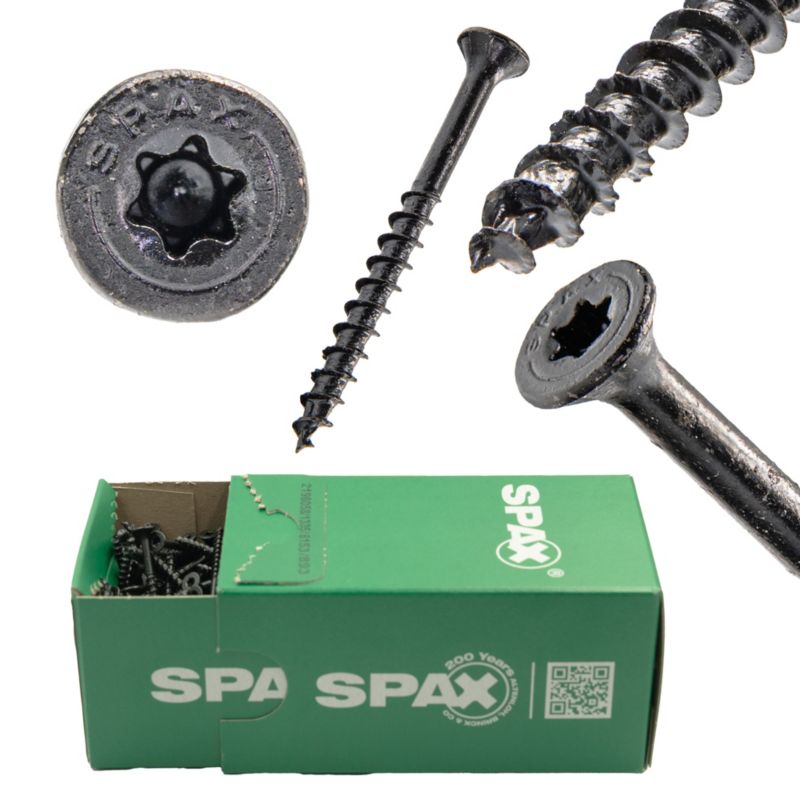 Wkręty Do Drewna Spax3,5X45Mm Torx,Niepełny Gwint,Łeb Stożkowy,Czarne200Szt