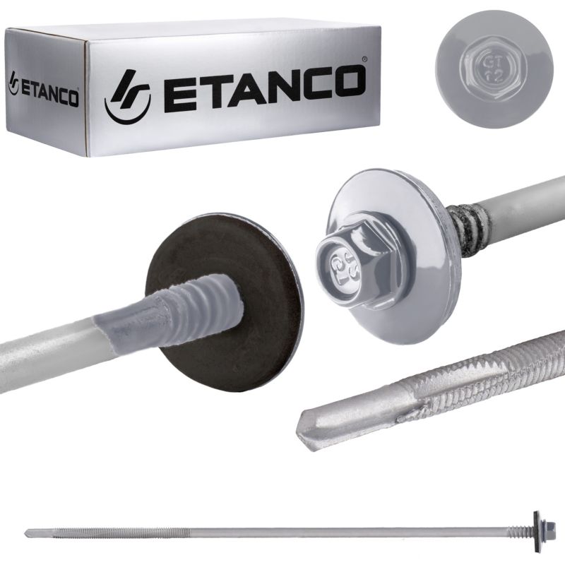 Wkręty do płyt warstwowych Etanco 5,5/6,3x230 mm RAL 9006 100szt