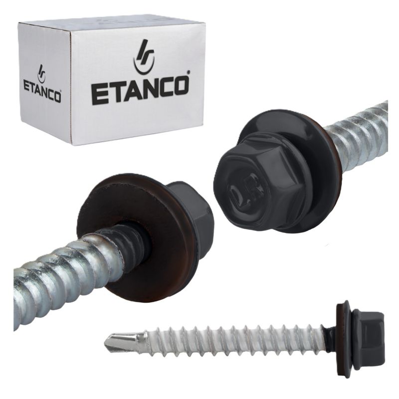 Wkręty farmerskie Etanco GTF HD Z16 6,4x50 mm RAL 7016 samowiercące 100szt