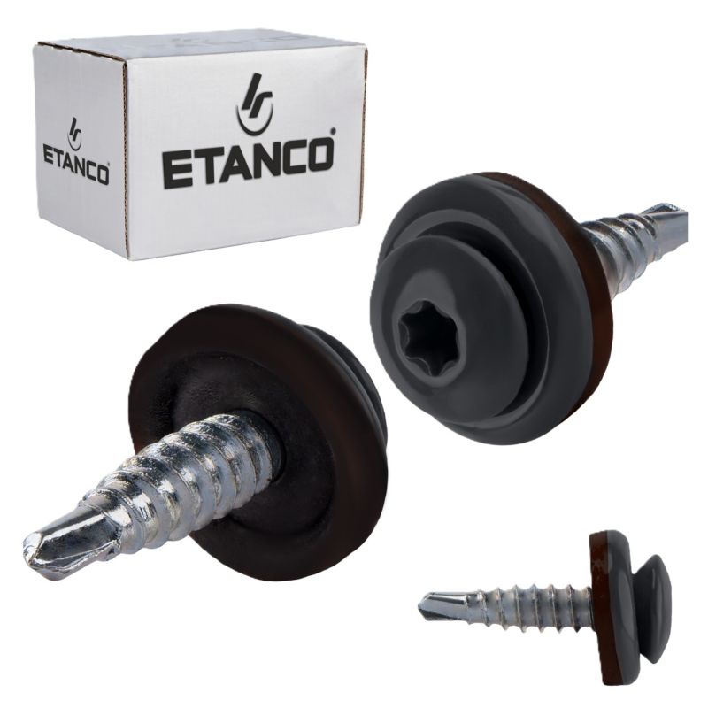 Wkręty farmerskie Etanco GTF02P 4,8x20 mm RAL 7016 samowiercące 250szt