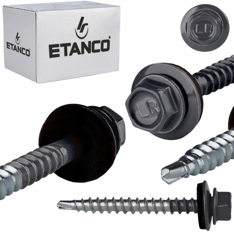 Wkręty farmerskie Etanco GTF2 Z14 4,8x50 mm RAL 7016 samowiercące 100szt