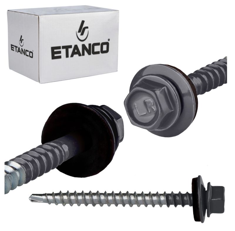 Wkręty farmerskie Etanco GTF2 Z14 4,8x60 mm RAL 7016 samowiercące 100szt