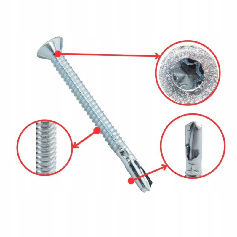 Wkręty PGB samowiercące 4,8x32mm drewno do metalu 500 szt.
