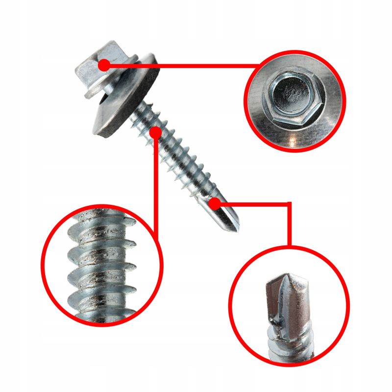 Wkręty PGB samowiercące blachowkręt z EPDM 4,8x19 mm 200 szt.