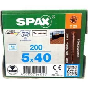 Wkręty Tarasowe Nierdzewne Spax 5x40mm Stare Złoto 200 szt.