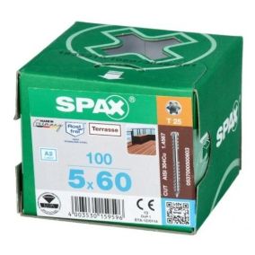 Wkręty Tarasowe Nierdzewne Spax  5x60mm Srebro-Inox  100Sszt.