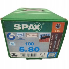 Wkręty Tarasowe Nierdzewne Spax  5x80mm Srebro-Inox  100Sszt.