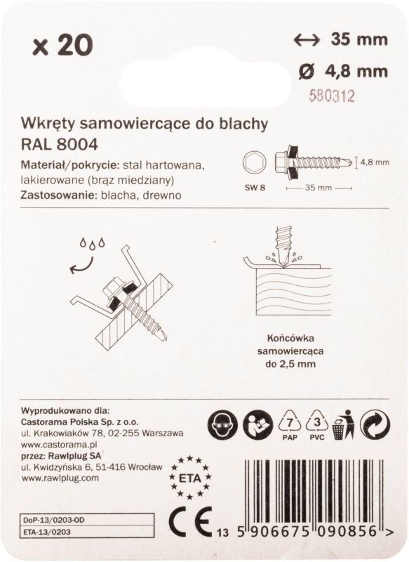 Wkręt samowiercący Diall OD 4,8 x 35 mm brązowy miedziany 20 szt.