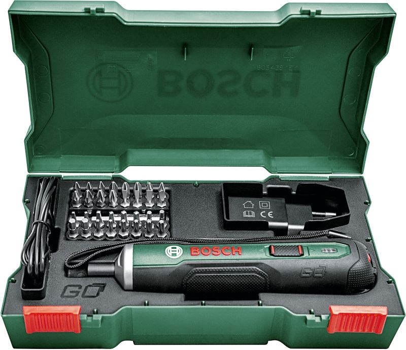 Wkrętak PushDrive Bosch z osprzętem 32 bity