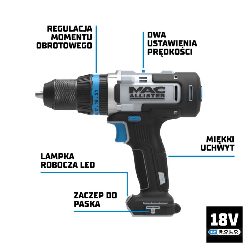 Wkrętarka udarowa Mac Allister Solo 18V 2x2,0Ah
