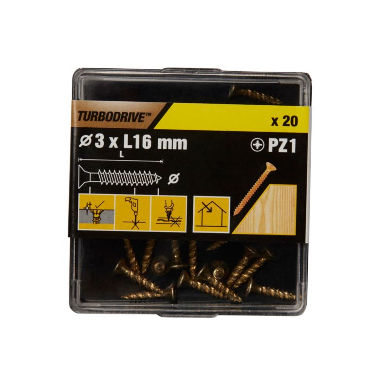 Wkręty do drewna TurboDrive PZ1 3 x 16 mm ocynk żółty 20 szt.