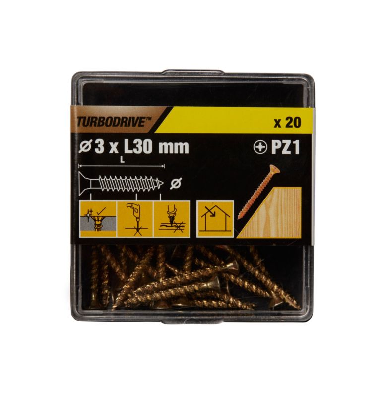 Wkręty do drewna TurboDrive PZ1 3 x 30 mm ocynk żółty 20 szt.