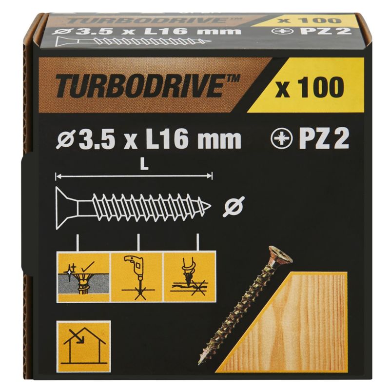 Wkręty do drewna TurboDrive PZ2 3,5 x 16 mm ocynk żółty 100 szt.