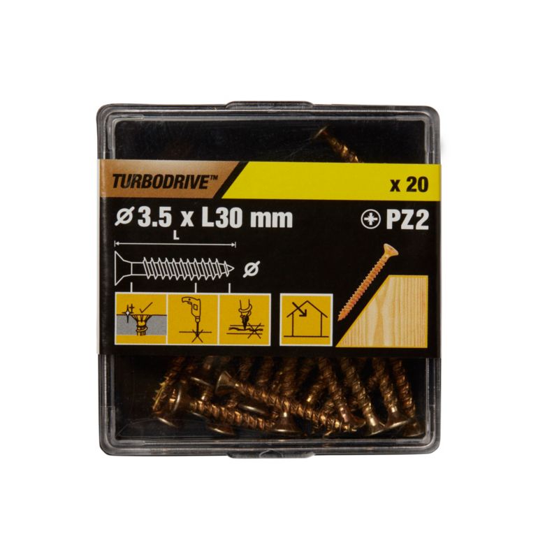 Wkręty do drewna TurboDrive PZ2 3,5 x 30 mm ocynk żółty 20 szt.