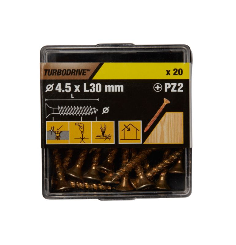 Wkręty do drewna TurboDrive PZ2 4,5 x 30 mm ocynk żółty 20 szt.