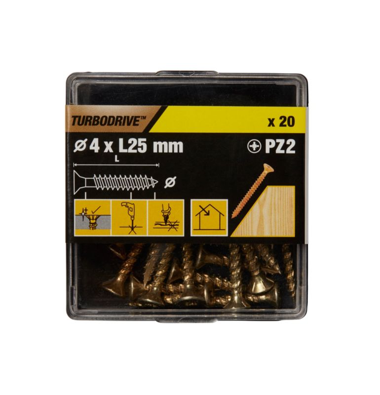 Wkręty do drewna TurboDrive PZ2 4 x 25 mm ocynk żółty 20 szt.