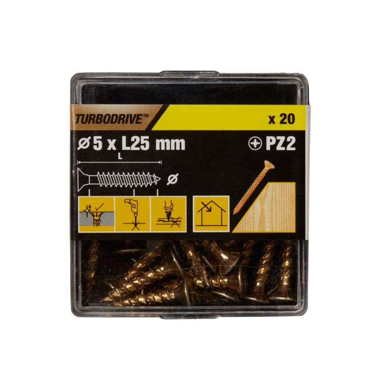 Wkręty do drewna TurboDrive PZ2 5 x 25 mm ocynk żółty 20 szt.
