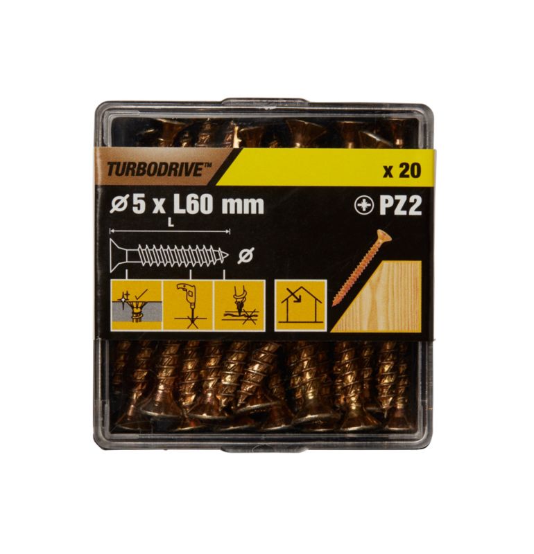 Wkręty do drewna TurboDrive PZ2 5 x 60 mm ocynk żółty 20 szt.
