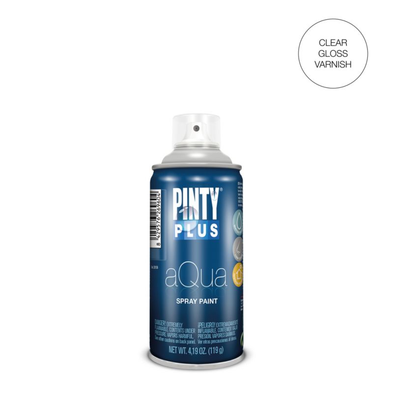 Wodny lakier dekoracyjny w spray PintyPlus Aqua bezbarwny w połysku 0.15l 1 szt.