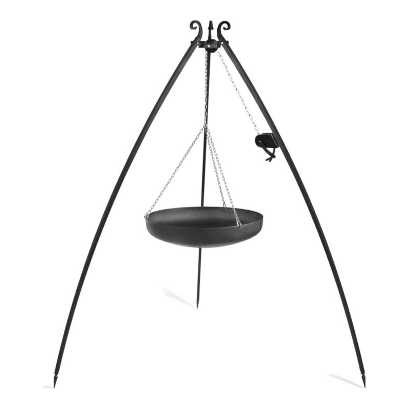 Wok na trójnogu COOK KING 200 cm wok 70 cm korbka kołowrotek nad palenisko ogrodowe do kociołka i pieczenia solidny 1 szt.