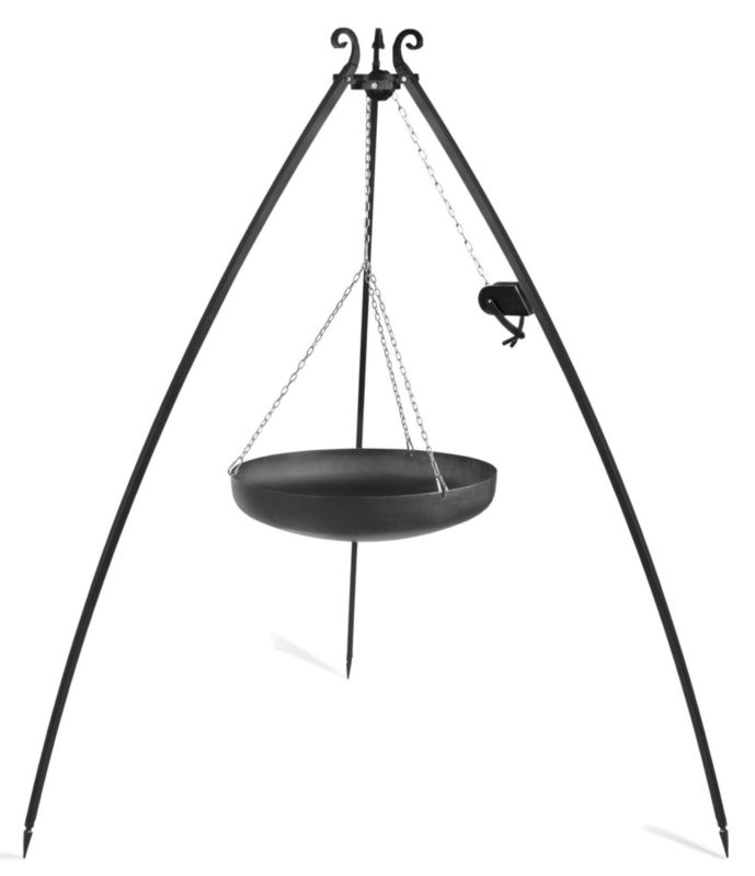 Wok na trójnogu TYLETEGOTU z kołowrotkiem 200 cm LARGO stal naturalna 70 cm 1 szt