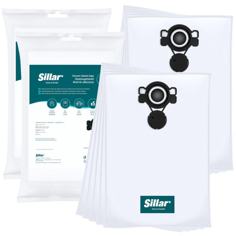 Worki do odkurzacza przemysłowego, Sillar, syntetyczne, zammienik P-72899, do Makita VC2000L VC4210, Nilfisk, Flex, 10szt.