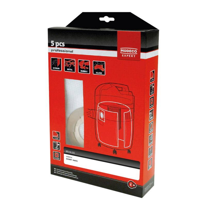 Worki do odkurzaczy przemysłowych Modeco Expert Makita 440,445,448 - opakowanie kartonowe - 3 szt.