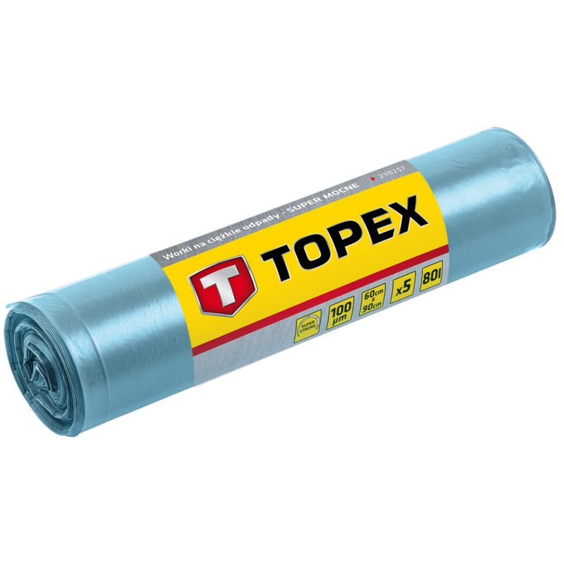 Worki na ciężkie odpady TOPEX 80 L, 100 mic 5 szt 1 kpl