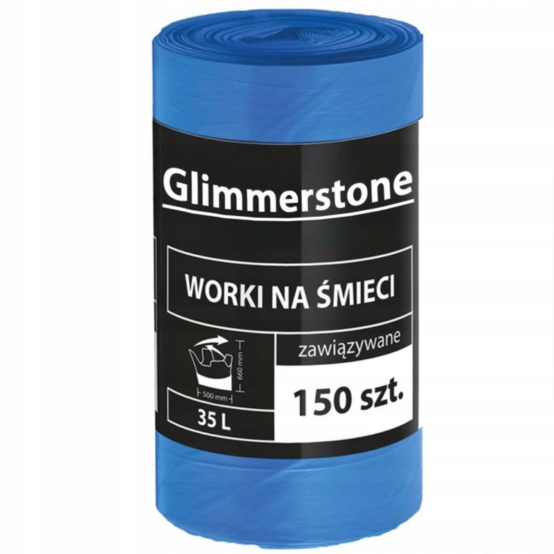Worki na śmieci Matkam wiązane grube mocne niebieskie  35L 150 szt.