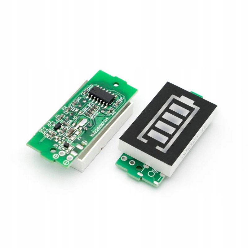 Wskaźnik Naładowania Akumulatorów Li-Ion 18650 1S-8S - 5 Poziomów LED, Regulacja Ogniw, Niski Pobór Prądu, 44x20x8mm, 1 szt.