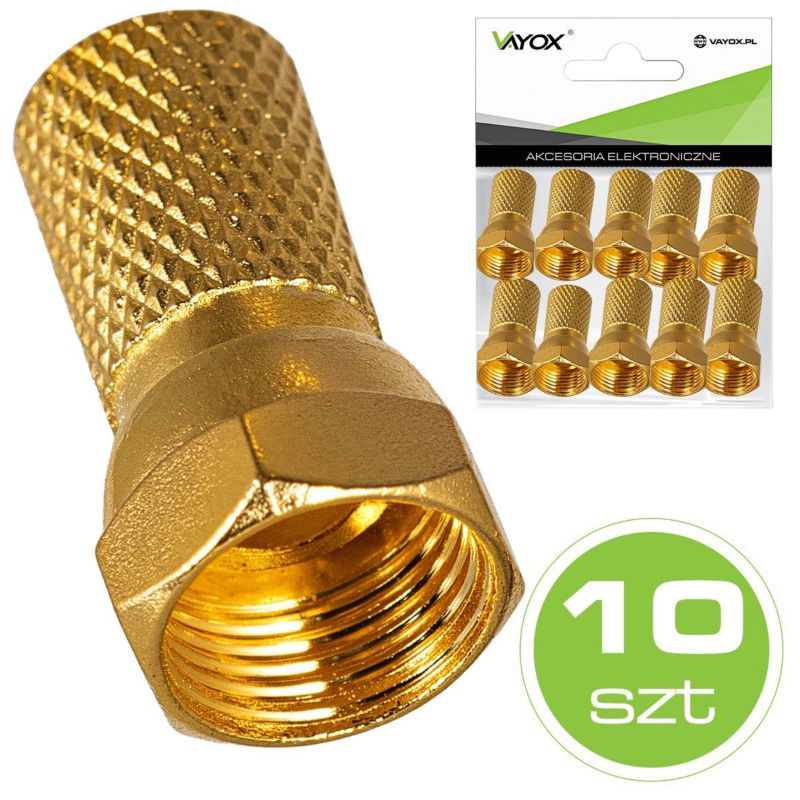 Wtyk sat "F" Vayox VA0262 Gold 6.8mm 10szt 1kpl.