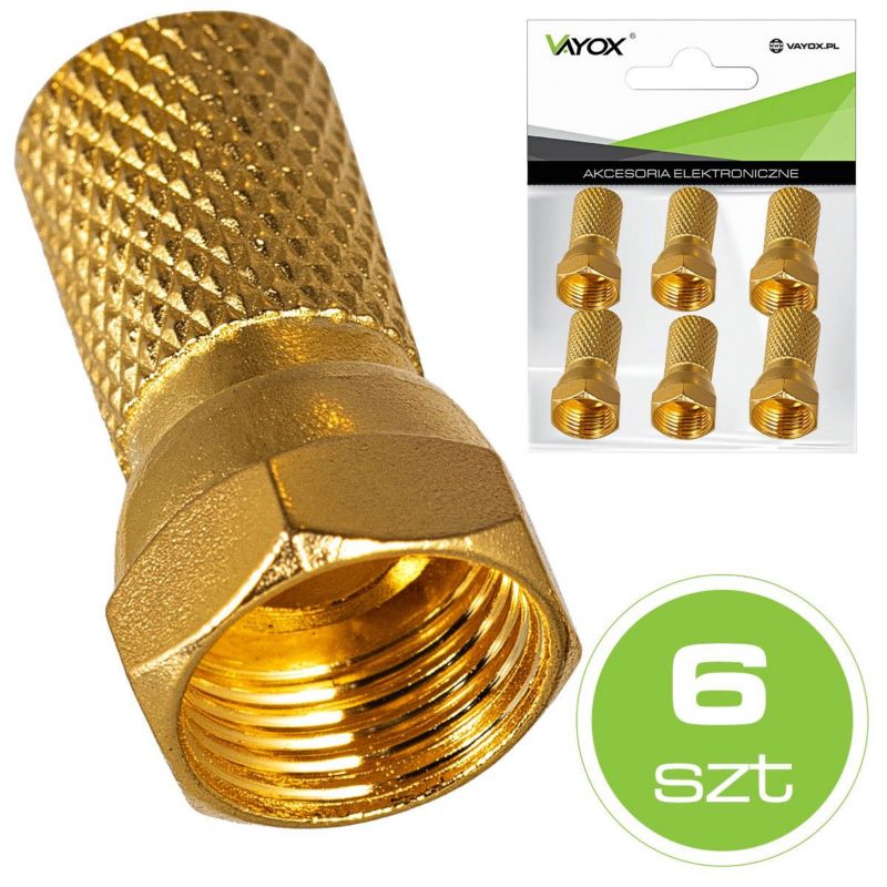 Wtyk sat "F" Vayox VA0262 Gold 6.8mm 6szt 1kpl.