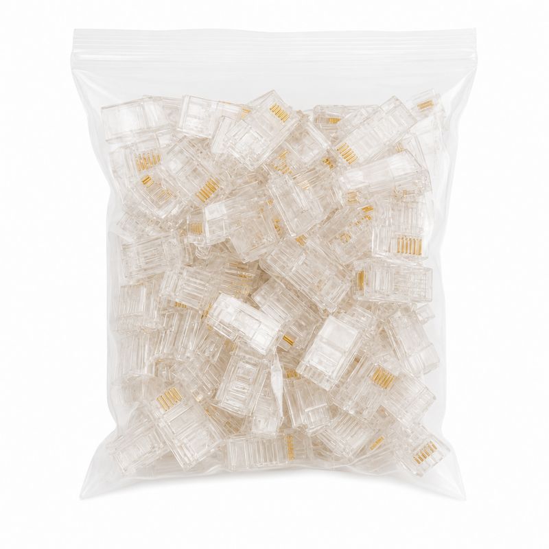 Wtyki Sieciowe RJ45 Przelotowe EasyPass Kat 6e 8P8C UTP 100 sztuk - Do Skrętki LAN, Złocone Styki, Trwałe, 1 szt.