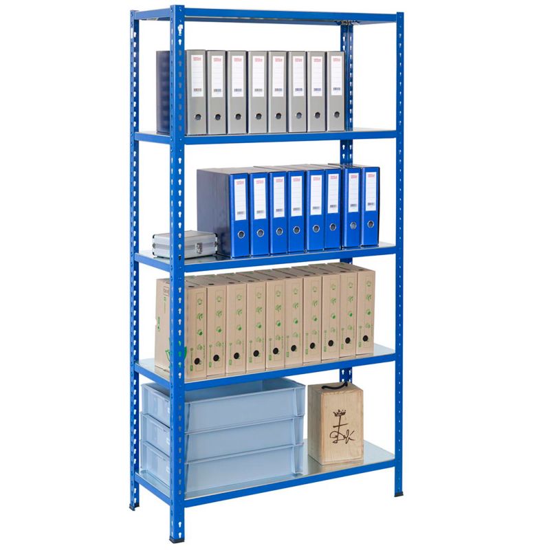 Wtykowy regał metalowy AR Shelving z profilem L z 5 półkami 250x60x50 ...