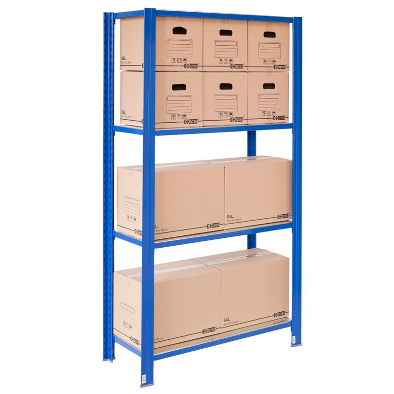 Wtykowy regał metalowy AR Shelving z profilem T z 4 półkami 200x100x50 ...