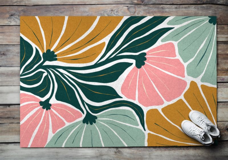 Wycieraczka wewnętrzna Tulup 150x100cm Kwiaty Geometryczny Antypoślizgowa 1 szt.