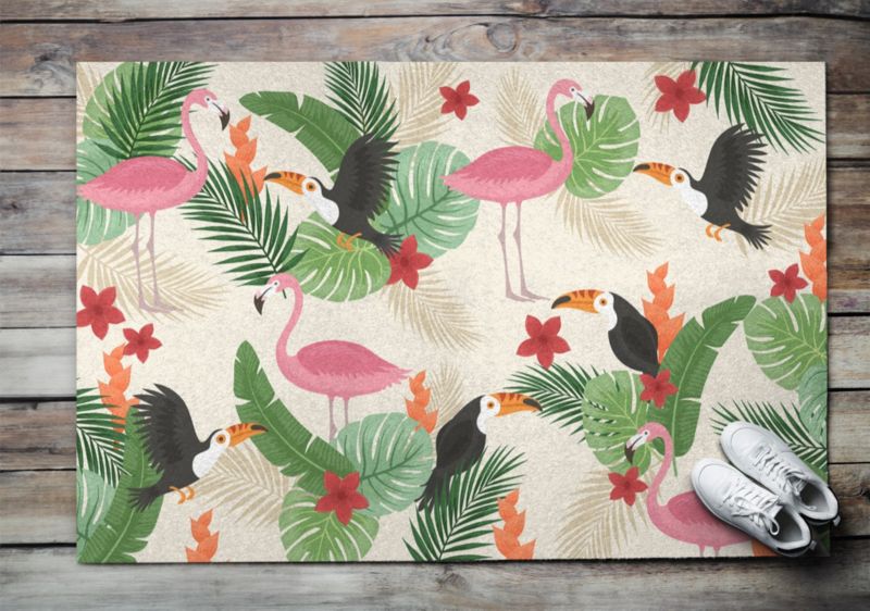 Wycieraczka wewnętrzna Tulup 150x100cm Ptaki Flamingi Antypoślizgowa 1 szt.