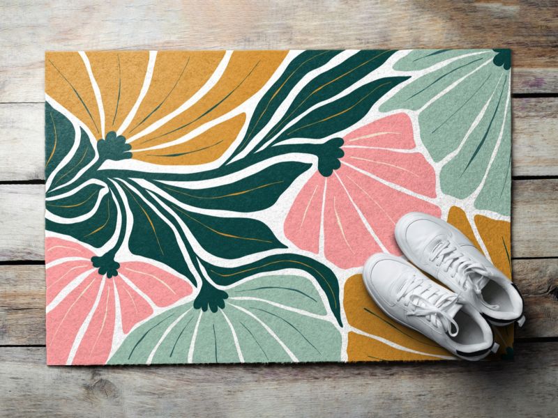 Wycieraczka wewnętrzna Tulup 60x40cm Kwiaty Geometryczny Antypoślizgowa 1 szt.