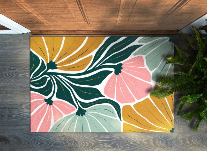 Wycieraczka wewnętrzna Tulup 60x40cm Kwiaty Geometryczny Antypoślizgowa 1 szt.