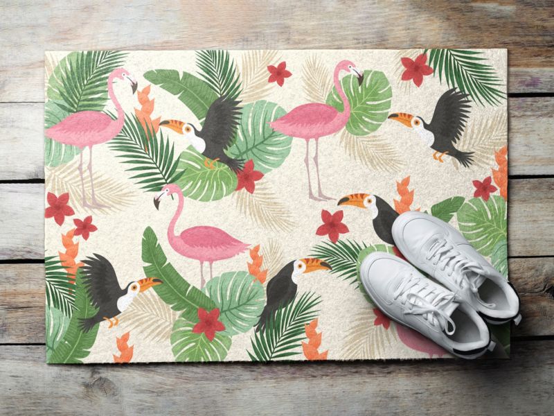 Wycieraczka wewnętrzna Tulup 90x60cm Ptaki Flamingi Antypoślizgowa 1 szt.