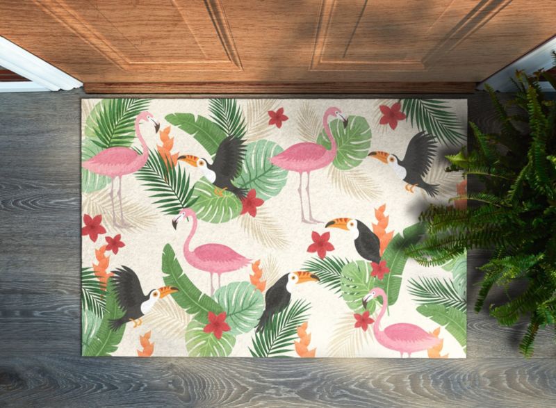 Wycieraczka wewnętrzna Tulup 90x60cm Ptaki Flamingi Antypoślizgowa 1 szt.