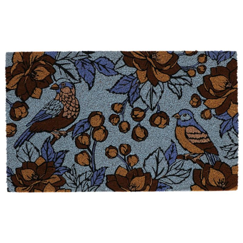 Wycieraczka z motywem ptaków i kwiatów Esschert Design kolorowa z włókna kokosowego 75x45 cm 1 szt.
