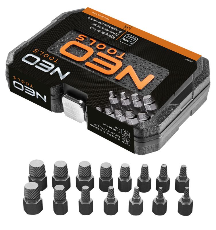Wykrętaki do zerwanych śrub NEO TOOLS zestaw 15 szt. 1 kpl