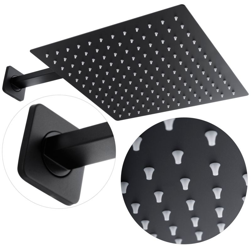 Yoka Home Zestaw prysznicowy podtynkowy LOPPA 30 czarna mat z termostatem i deszczownicą 30x30 cm - 1 szt.