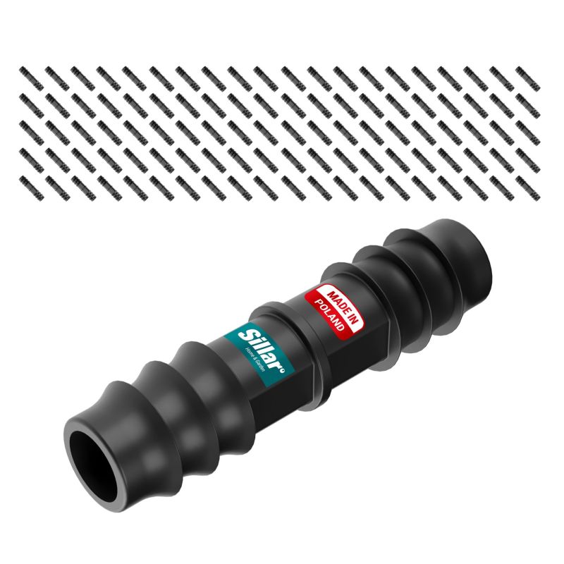 Złączka, Sillar, prosta, na wtyk, łącznik wciskany, 16mm, do systemu linii kroplującej, nawadniania, węży, 100 szt.