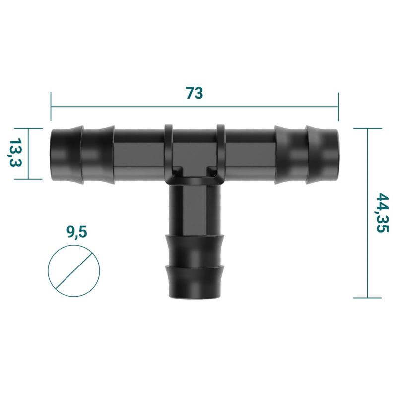 Złączka, Sillar, trójnik, łącznik, do węża rury kroplującej C5, 16mm, wciskany, do nawadniania, 50 szt.